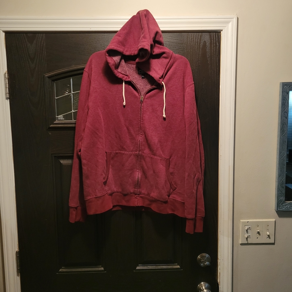 J Crew red zip up hoodie
